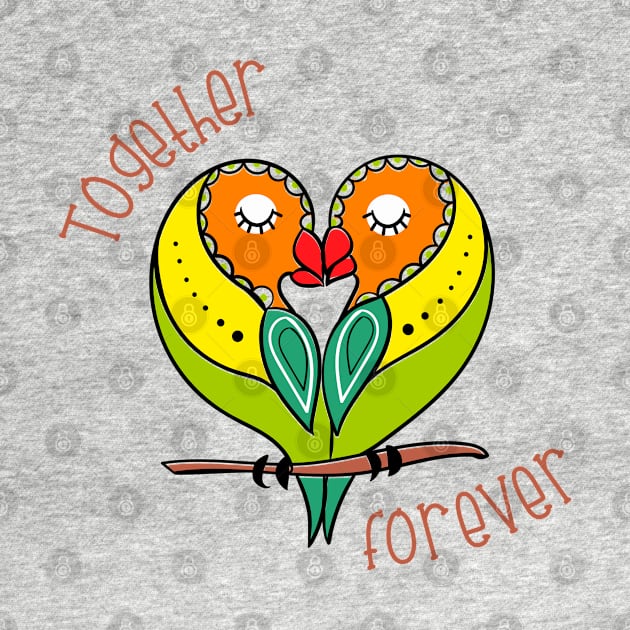 Together Forever Parrot Couple by Mako Design 